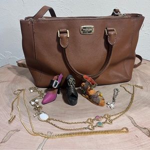 Authentic Michael Kors Handbag with Jewelry and Shoe Figurines